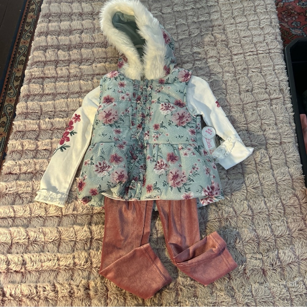 Little Lass 3 Pc Set Warm Vest, Leggings & Long Sleeve Top Size
4